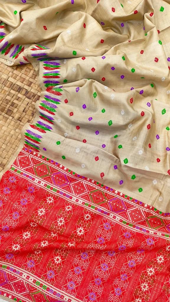 Pure Muga Interwoven Assam Silk Saree