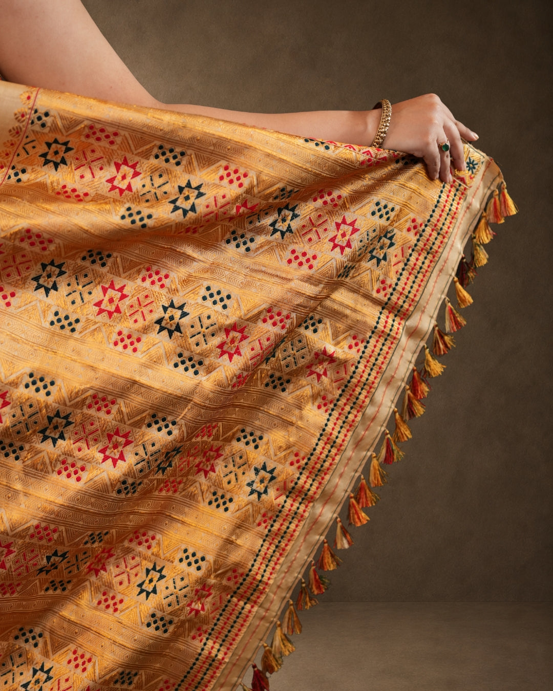 Pure Tussar By Tussar Golden Zari and Thread Work Assam Silk Saree