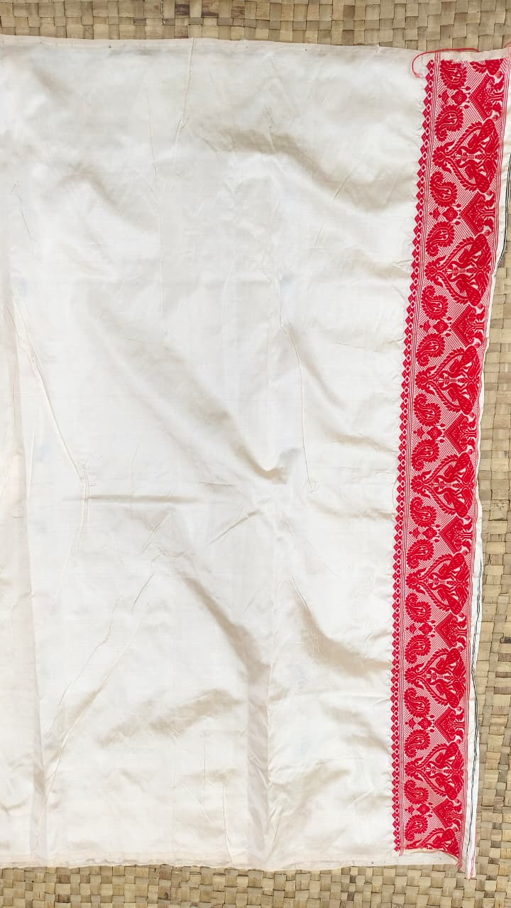 Pure Tussar By Mulberry ( Tospaat ) Thread Work Big Border Assam Silk Saree