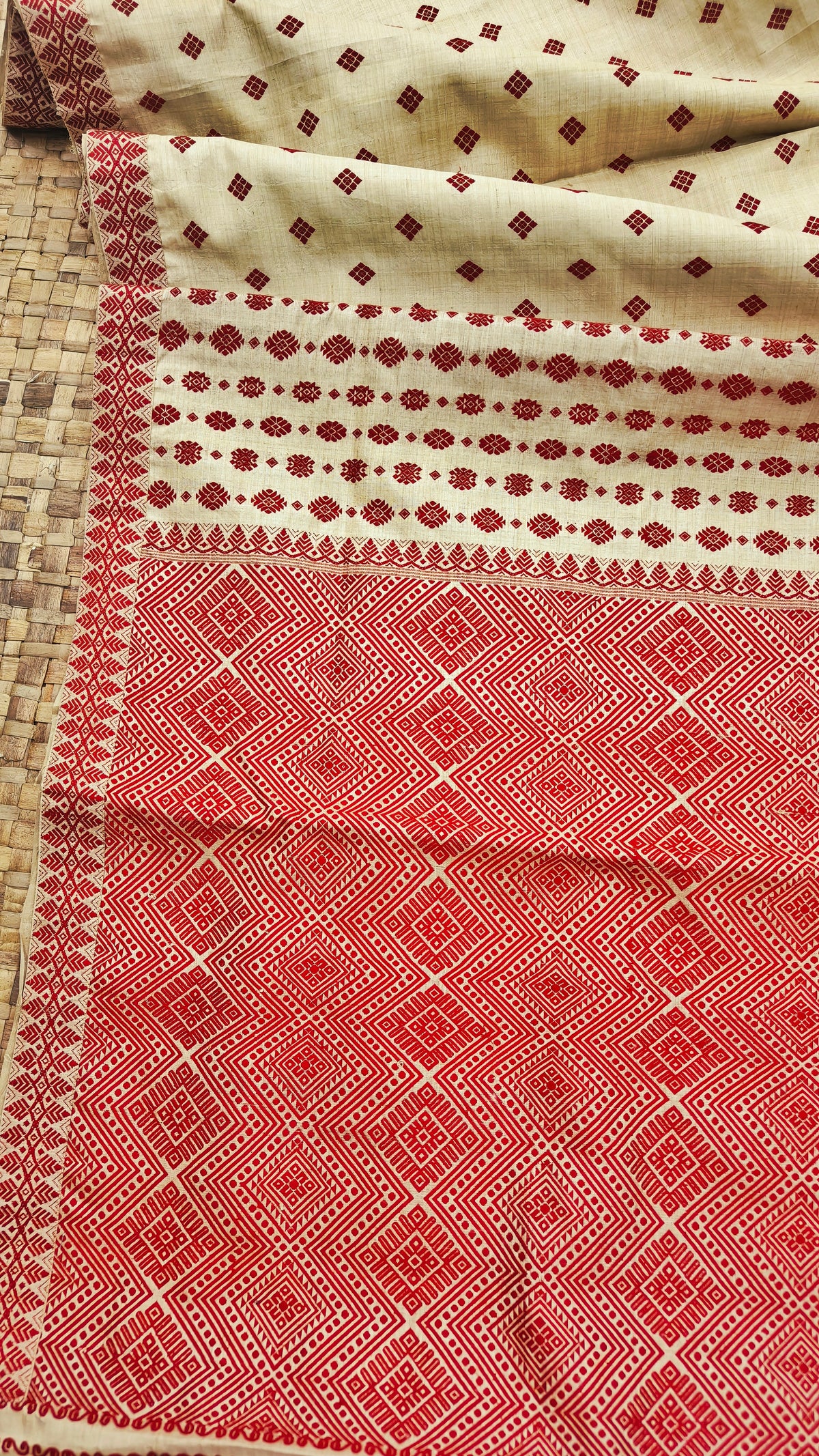 Pure Muga Thread Work Assam Silk Saree Maroon