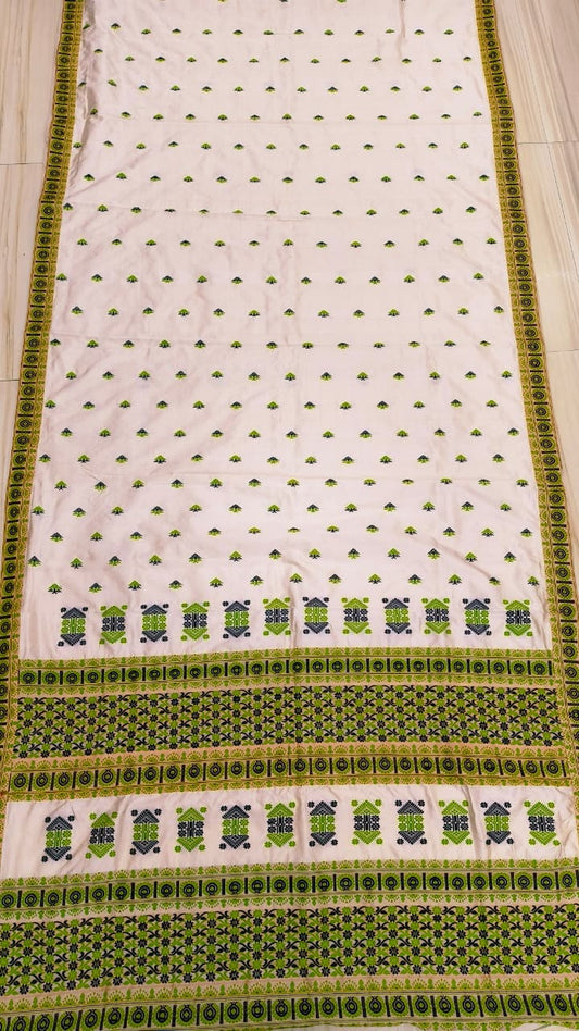 Pure Tussar By Mulberry ( Tospaat ) Thread Work Assam Silk Saree