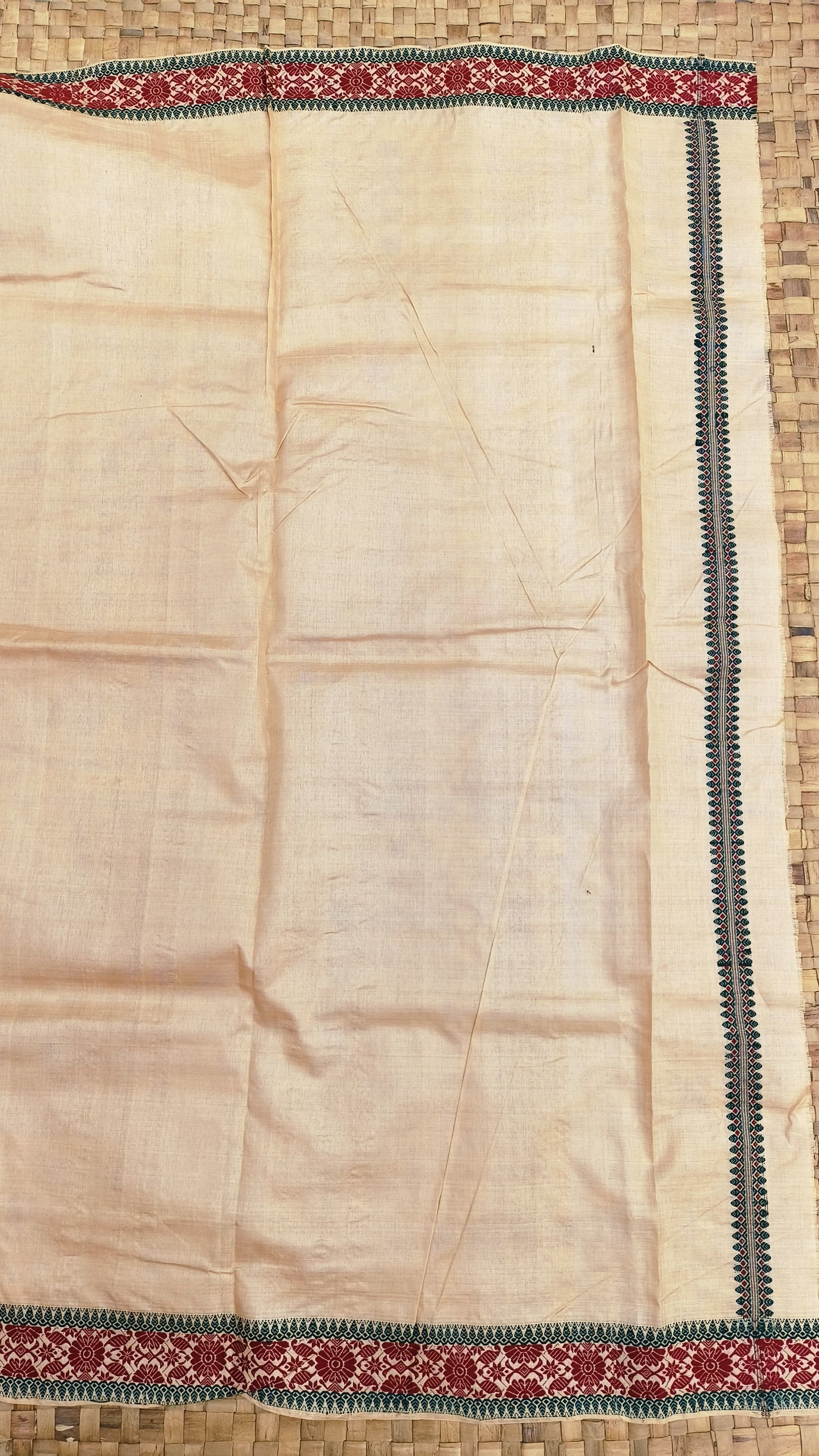 Pure Tussar By Tussar Thread Work Interwoven Assam SIlk Saree With Small Anchal and Dual Colour Motifs