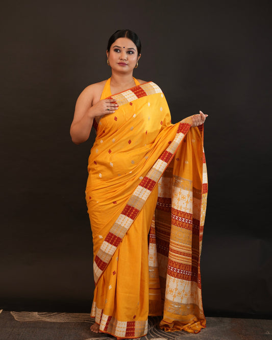 Pure Eri By Eri Silk with Muga Ghisa Thread Work Interwoven Assam Silk Saree