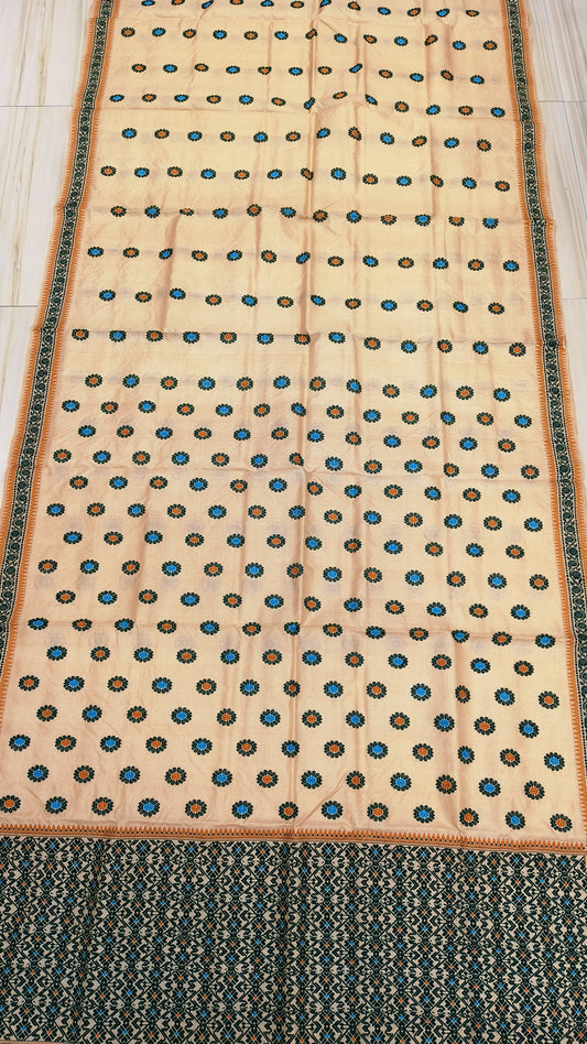Pure Tussar By Tussar Silk Thread Work Interwoven Assam Silk Saree With Multicolour Motifs