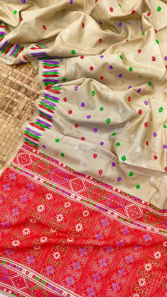 Pure Muga Interwoven Assam Silk Saree