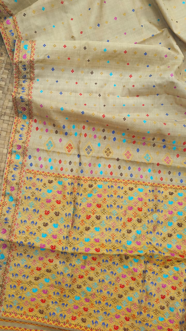 Pure Muga Silk Saree With zari Work Exclusive assam Silk Saree
