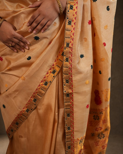 Pure Tussar By Tussar Golden Zari and Thread Work Assam Silk Saree