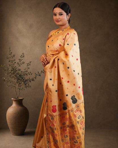 Pure Tussar By Tussar Golden Zari and Thread Work Assam Silk Saree