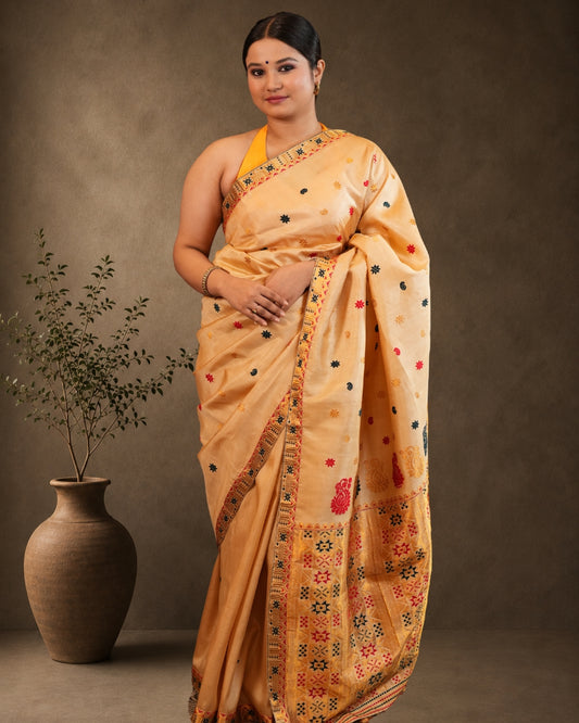 Pure Tussar By Tussar Golden Zari and Thread Work Assam Silk Saree