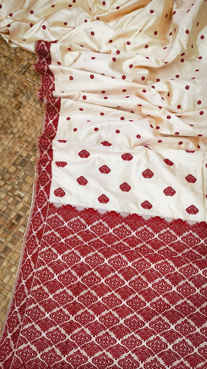 Pure Tussar By Mulberry Silk (tospaat) Silk Thread Work Assam Silk Saree