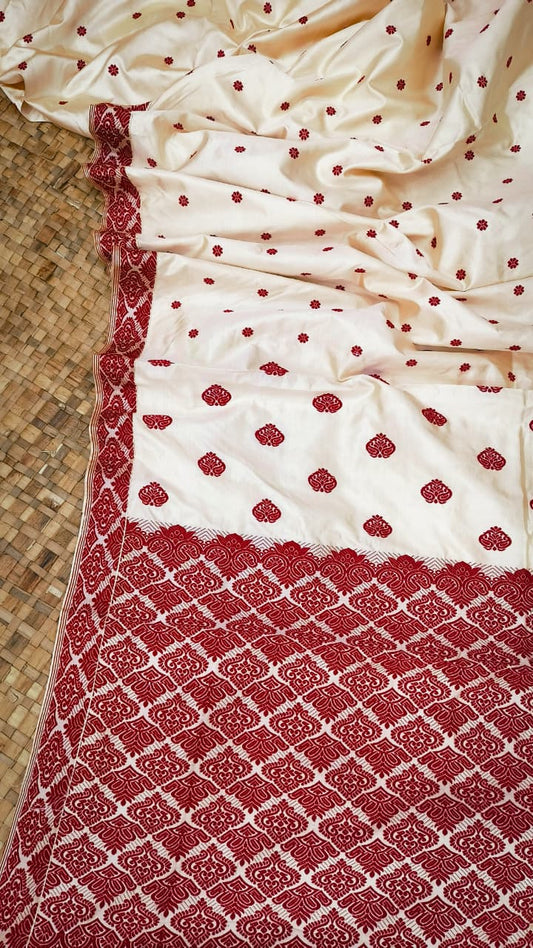 Pure Tussar By Mulberry Silk (tospaat) Silk Thread Work Assam Silk Saree