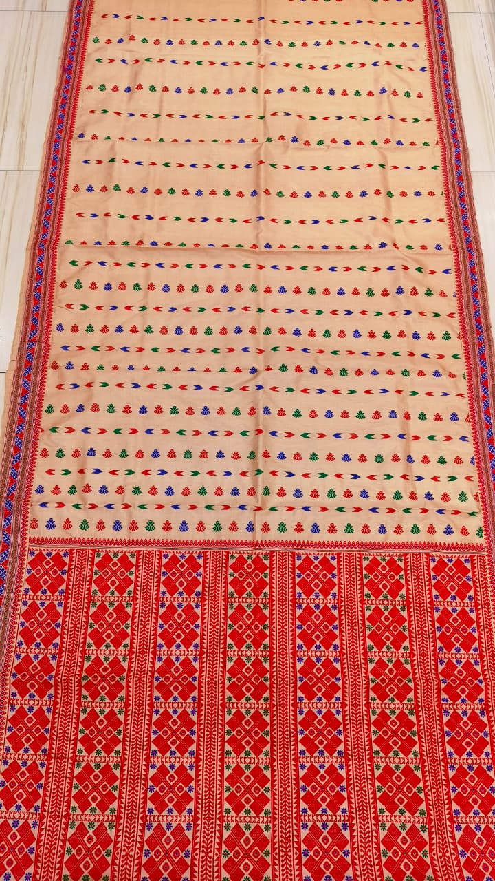 Pure Tussar By Tussar Silk Thread Work Assam Silk Saree With Malticoul Motifs