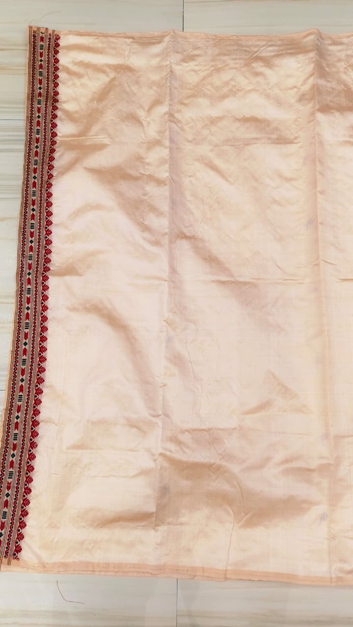 Pure Tussar By Mulberry (tospaat) Thread Work Assam Silk Saree