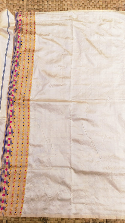 Pure Tussar By Mulberry (Tospaat) Zari & Thread Work Assam silk saree