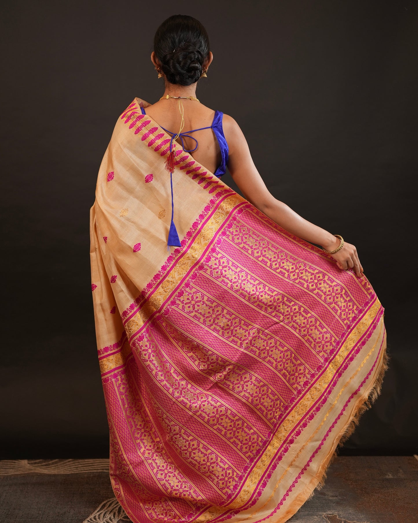 Pure Tussar By Tussar Silk Interwoven Zari And Thread Work Assam Silk Saree