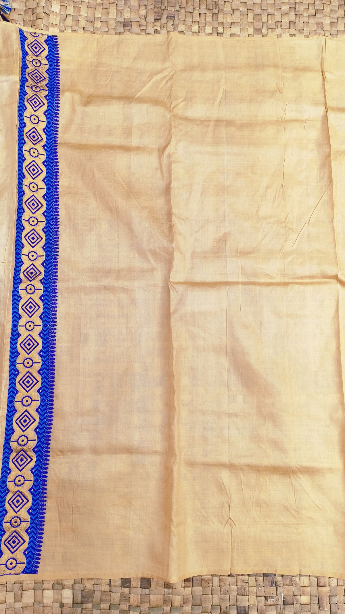 Pure Tussar By Tussar Silk Zari & Thread Work assam Silk saree  With Blue Colour Motifs