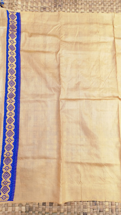 Pure Tussar By Tussar Silk Zari & Thread Work assam Silk saree  With Blue Colour Motifs