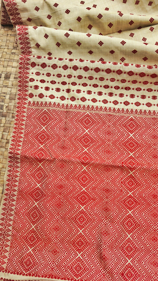 Pure Muga Thread Work Assam Silk Saree Maroon