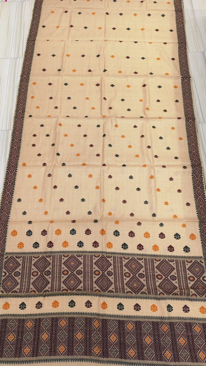 Pure Tussar By Tussar Thread Work Interwoven Assam Silk Saree