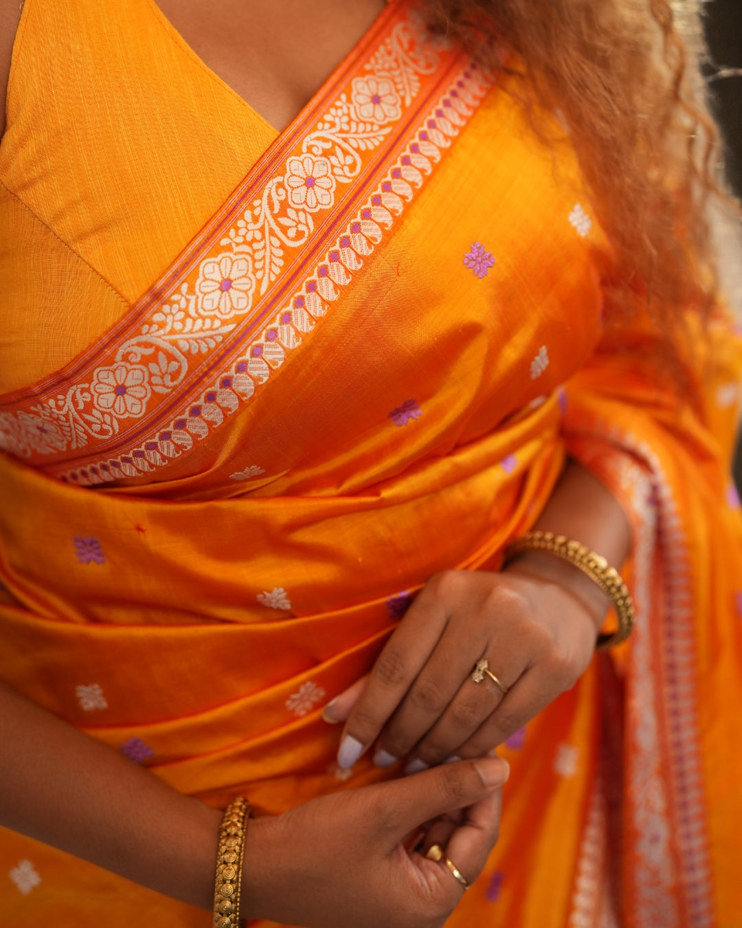 Pure Mulberry Silk Designer Thread Work Assam Silk Saree