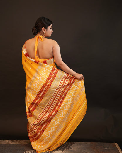 Pure Eri By Eri Silk with Muga Ghisa Thread Work Interwoven Assam Silk Saree
