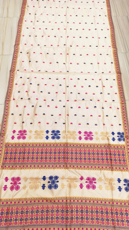 Pure Tussar By Mulberry (Tospaat) Zari & Thread Work Assam silk saree