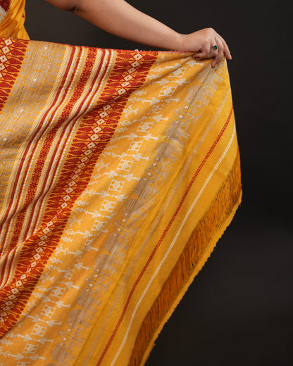 Pure Eri By Eri Silk with Muga Ghisa Thread Work Interwoven Assam Silk Saree
