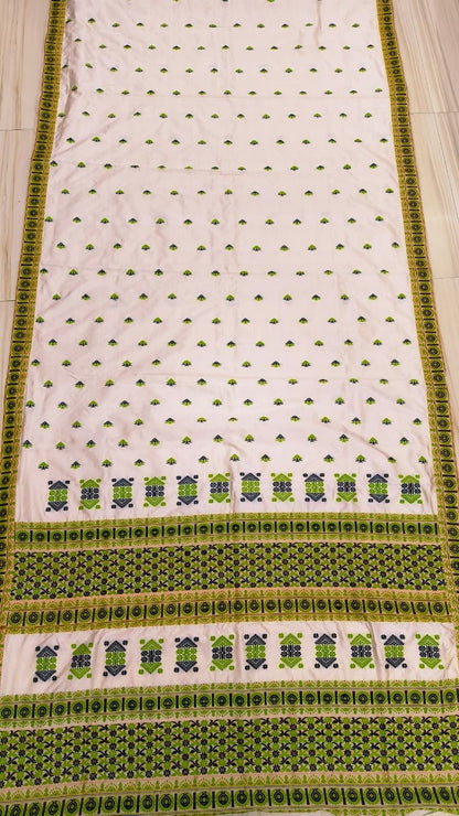 Pure Tussar By Mulberry ( Tospaat ) Thread Work Assam Silk Saree