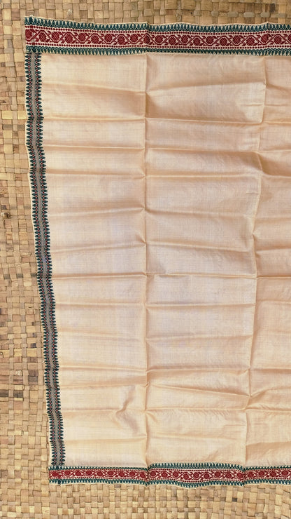 Pure Tussar By Tussar Silk Thread Work Interwoven Assam silk saree  With Maroon Colour Motifs