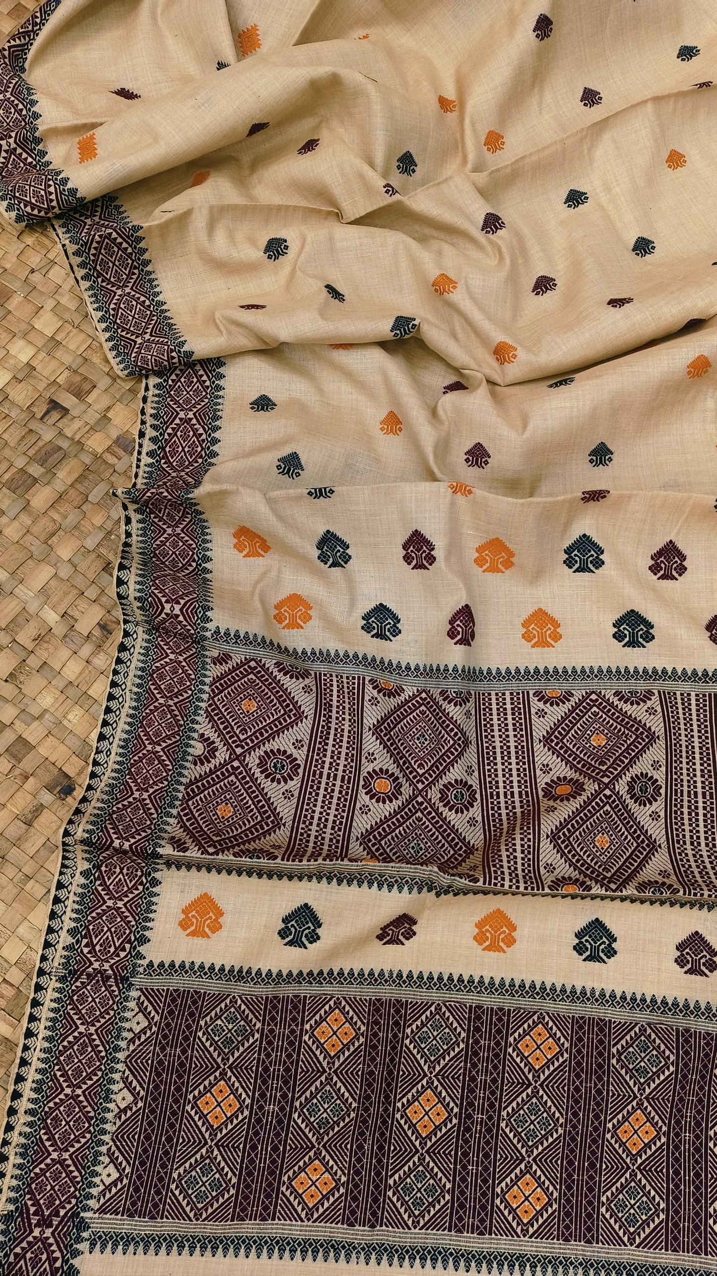 Pure Tussar By Tussar Thread Work Interwoven Assam Silk Saree