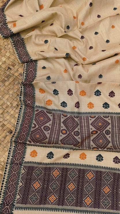 Pure Tussar By Tussar Thread Work Interwoven Assam Silk Saree