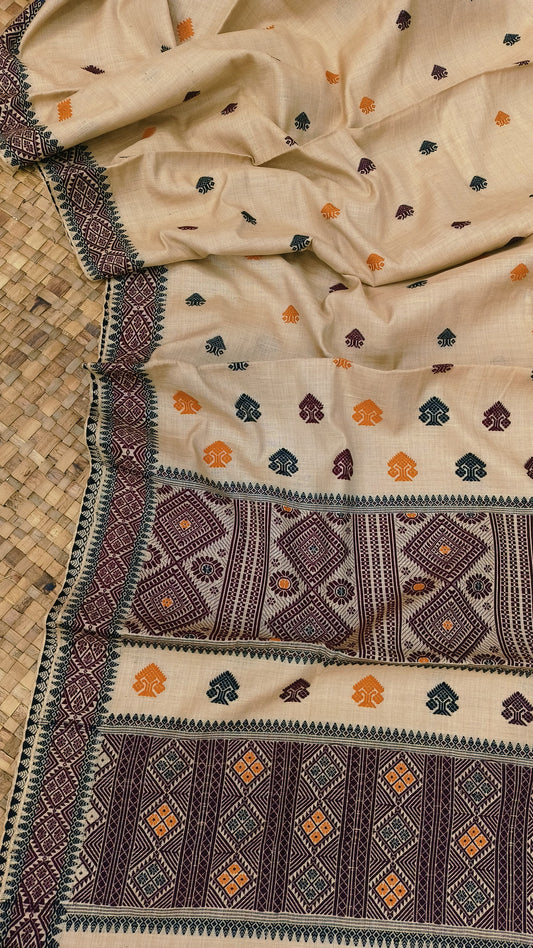 Pure Tussar By Tussar Thread Work Interwoven Assam Silk Saree