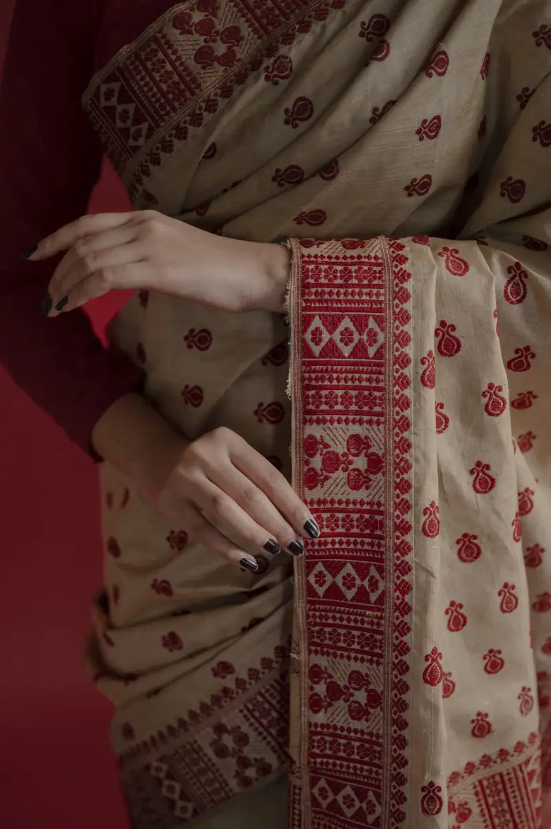 Pure Muga By Muga Silk Thread Work Assam Silk Saree