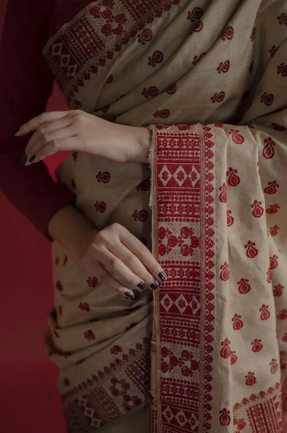 Pure Muga By Muga Silk Thread Work Assam Silk Saree