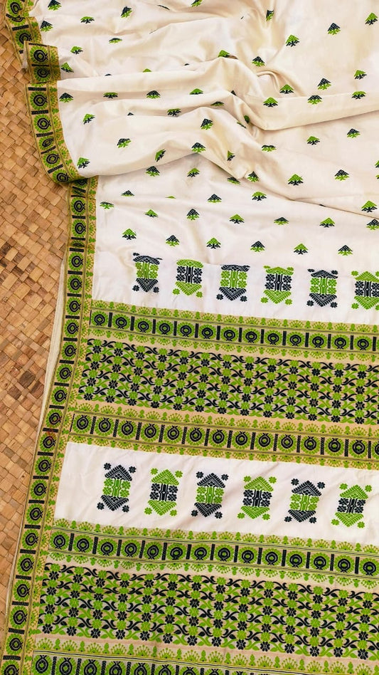 Pure Tussar By Mulberry ( Tospaat ) Thread Work Assam Silk Saree