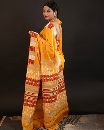 Pure Eri By Eri Silk with Muga Ghisa Thread Work Interwoven Assam Silk Saree