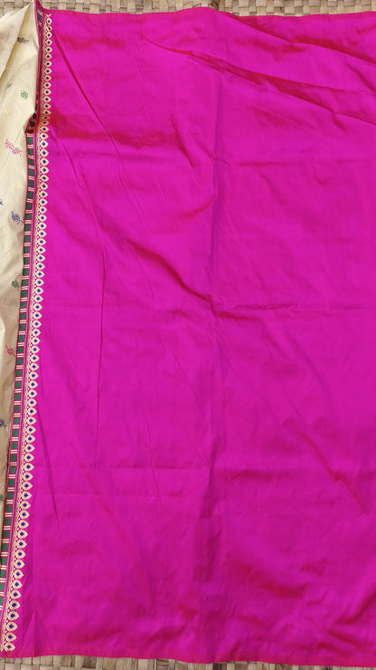 Pure Mulberry silk thread Work Vip Assam Silk Saree With Dual Blouse Pcs