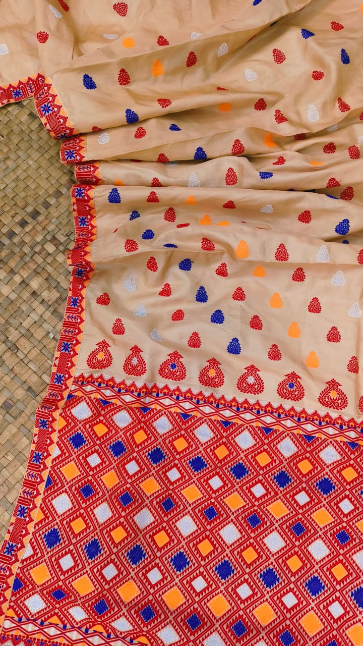 Pure Tussar By Tussar Silk Assam Silk Saree with Multicolour Motifs