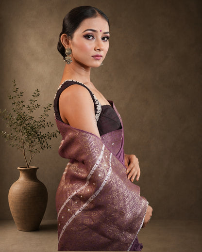 Pure Eri By Mulberry Designer Thread Work Interwoven Assam Silk Saree