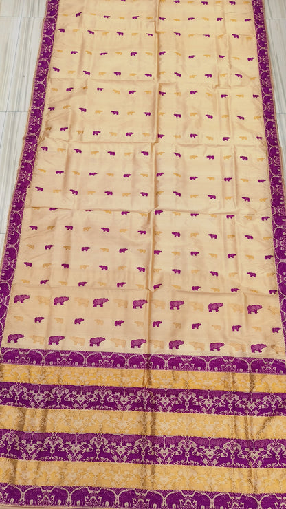 Pure Tussar By Tussar Silk Kaziranga Zari & Thread Work assam Silk saree