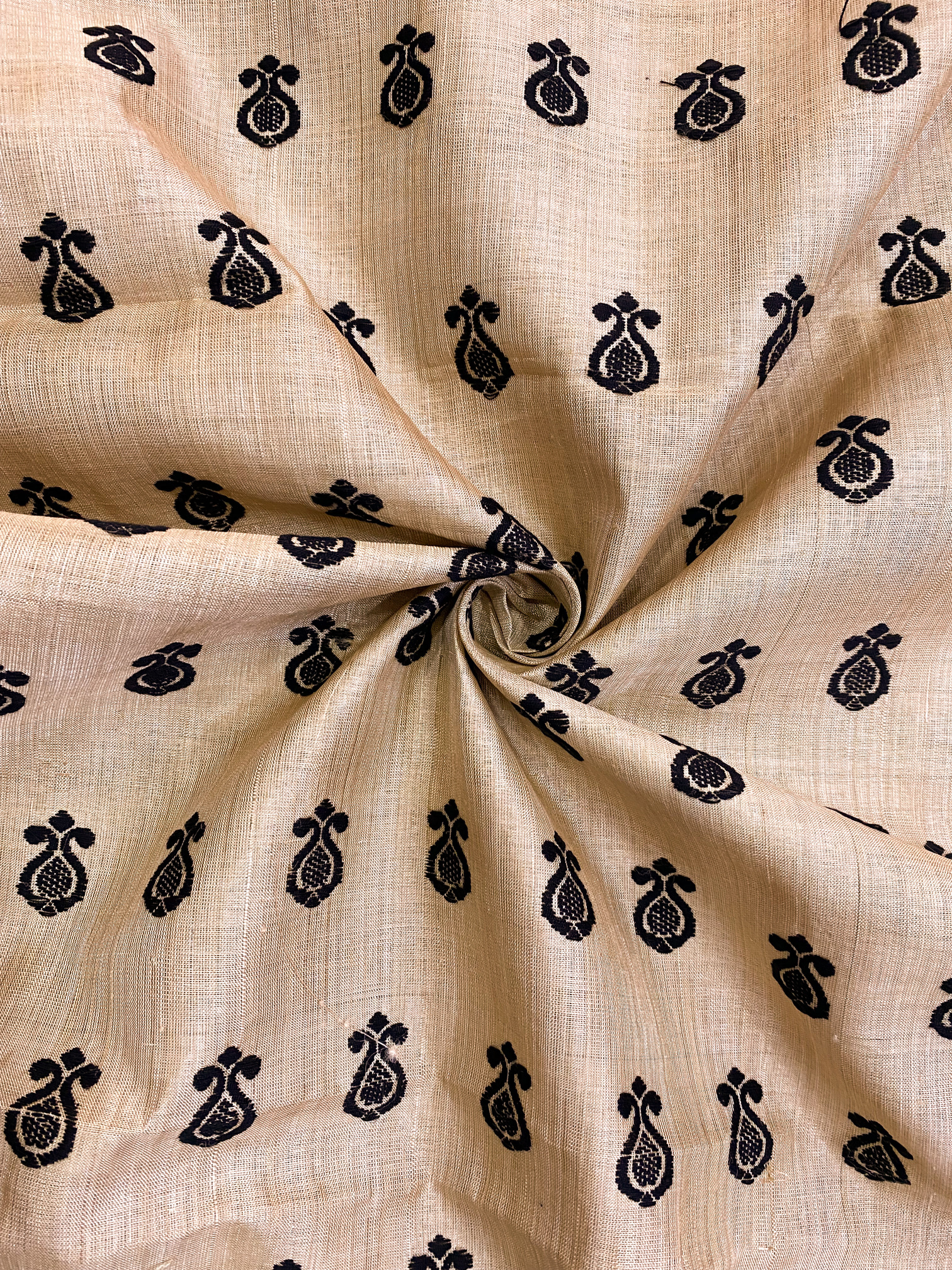 Pure Muga Assam-Silk-Saree with Black Thread work – MG1