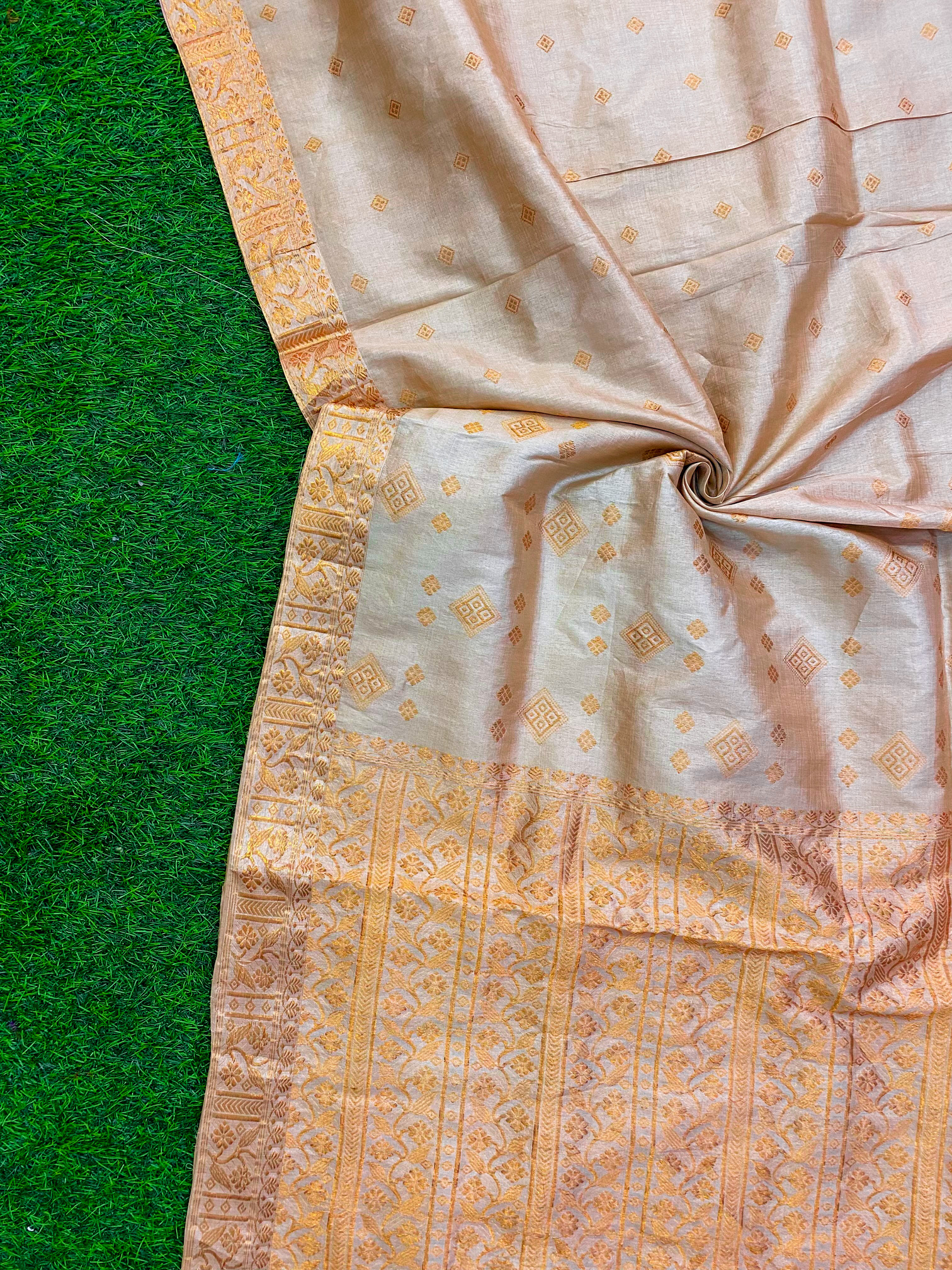 Pure Tussar Assam-Silk-Saree with Golden Zari Work – MS110