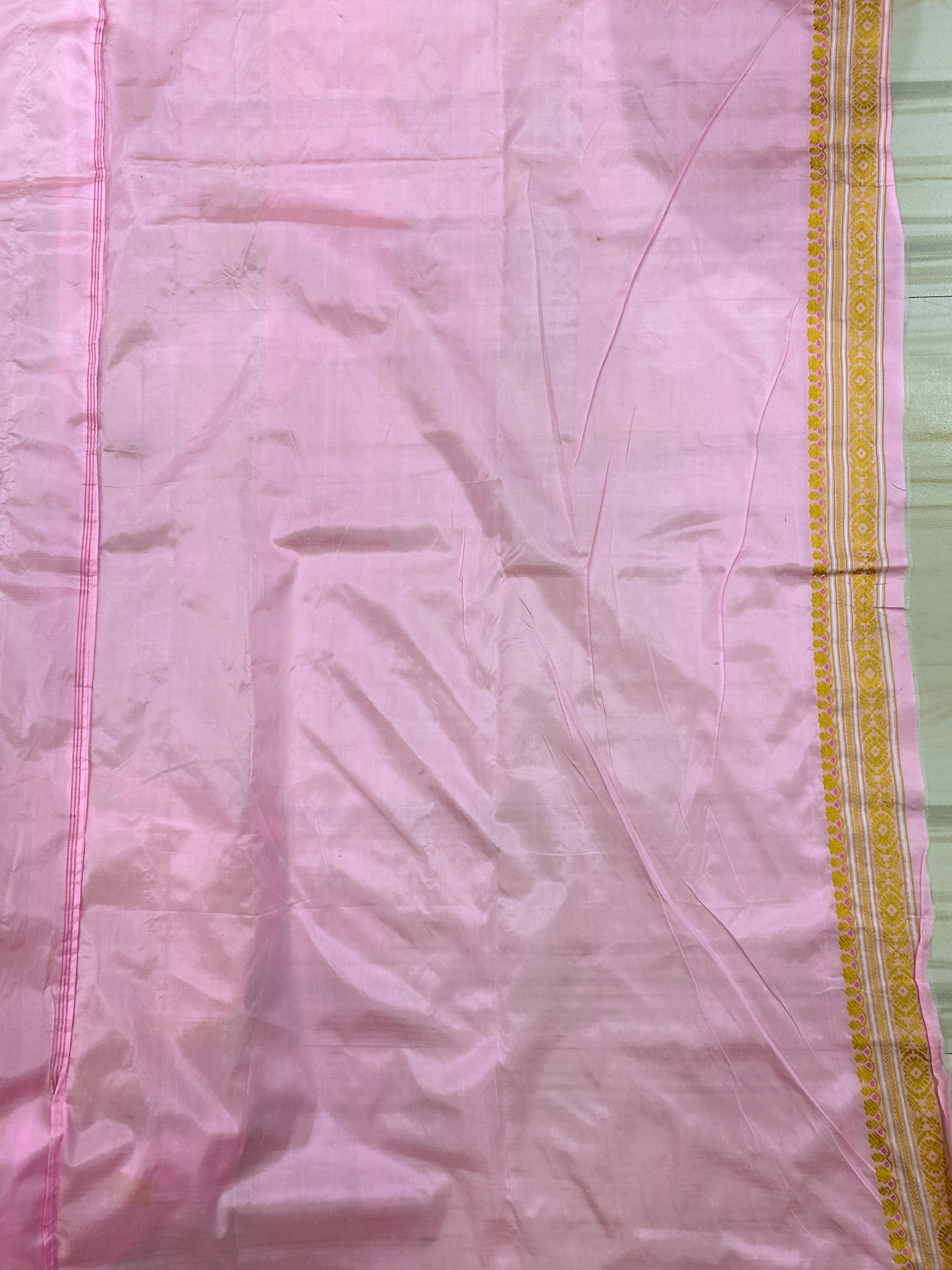 Baby Pink Pure Paat / Mulberry Assam-Silk-Saree with Golden Thread Work – MS70