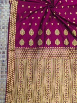 MULBERRY ( PAAT ) ASSAM SILK SAREE WINE