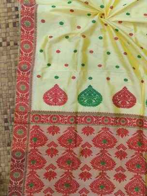 Exclusive Mulberry Assam Silk Saree - Lemon | Mayurisilk
