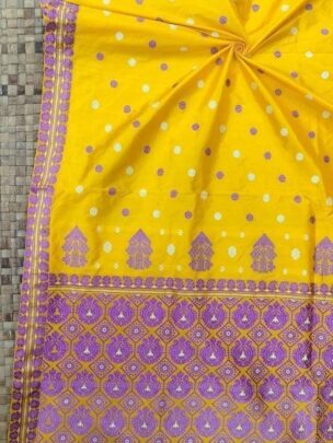 Exclusive Mulberry Assam Silk Saree – Yellow | Mayurisilk