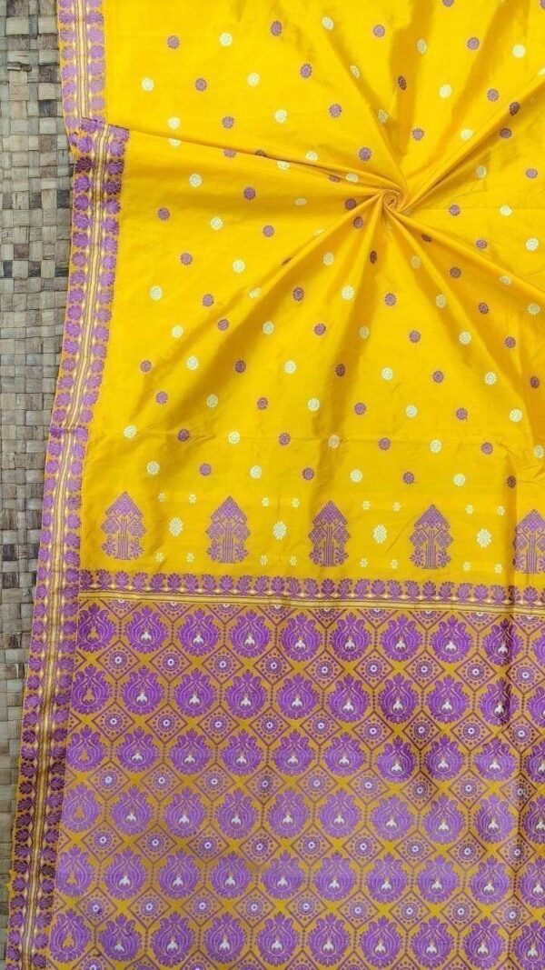 Exclusive Mulberry Assam Silk Saree – Yellow | Mayurisilk