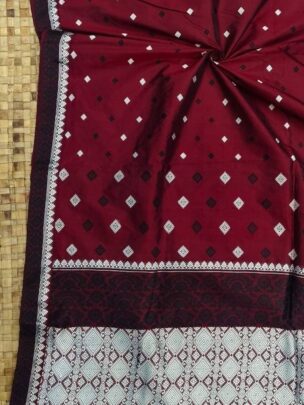 MULBERRY (PAAT) ASSAM SILK  SAREE WINE
