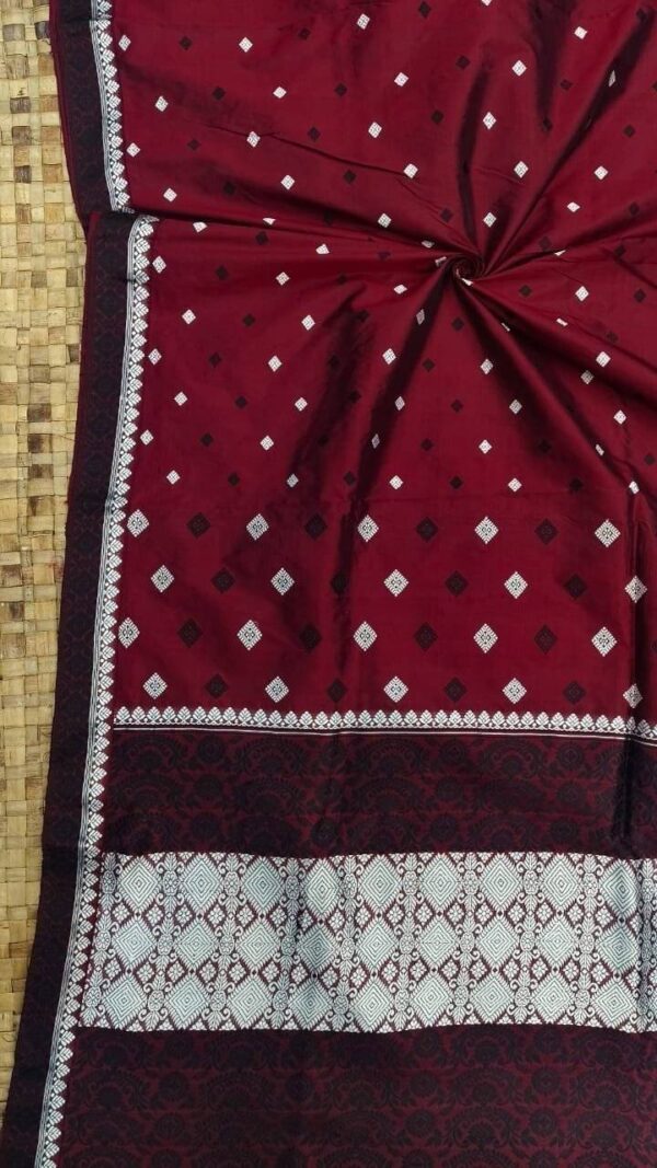 MULBERRY (PAAT) ASSAM SILK  SAREE WINE