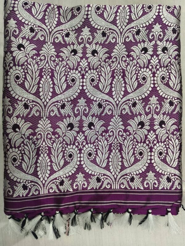 MULBERRY (PAAT) ASSAM SILK SAREE PURPLE - Image 2